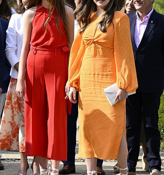Princesses Leonor, 17, and Sofia, 16, looked elegant in linen during rare outing together in Girona